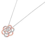 10K Rose Gold Plated Flower Accent Pendant Necklace