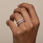 10K White and Rose Gold 1/3 Cttw Diamond Split Shank and Infinity Ribbon Band Ring - Nobiliving