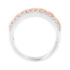 10K White and Rose Gold 1/3 Cttw Diamond Split Shank and Infinity Ribbon Band Ring - Nobiliving