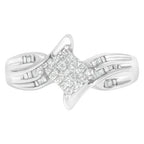 10K White Gold 1/3 Cttw Princess and Baguette Cut Diamond Bypass Style Cocktail Ring