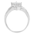 10K White Gold 1/3 Cttw Princess and Baguette Cut Diamond Bypass Style Cocktail Ring