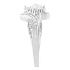 10K White Gold 1/3 Cttw Princess and Baguette Cut Diamond Bypass Style Cocktail Ring
