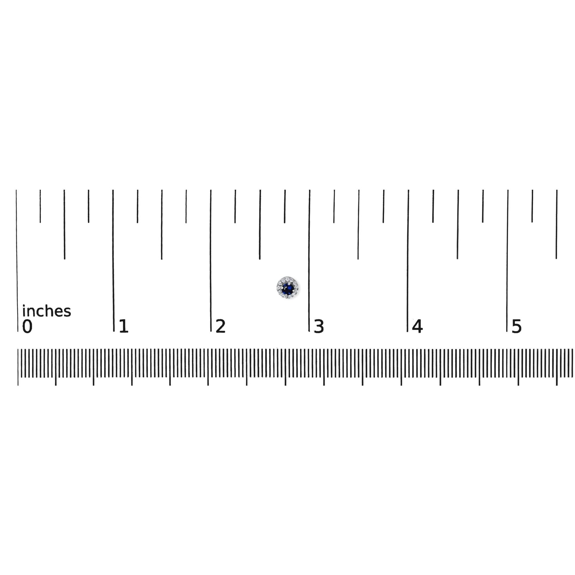 10K White Gold 3.25mm x 3.25mm Round Blue Sapphire and 1/10 Cttw Diamond Halo Stud Earrings - Nobiliving