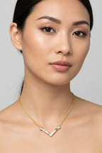 10k White Gold .5 TDW V Shape Necklace