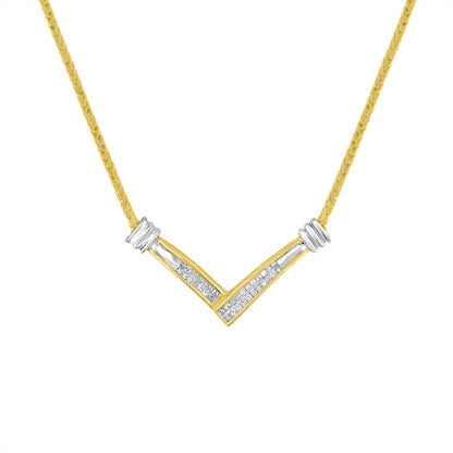 10k White Gold .5 TDW V Shape Necklace