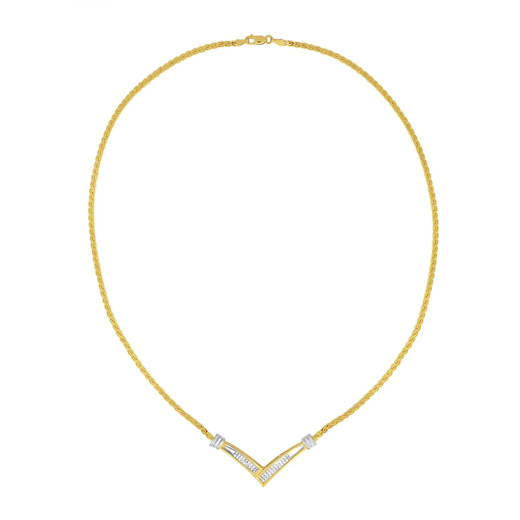 10k White Gold .5 TDW V Shape Necklace