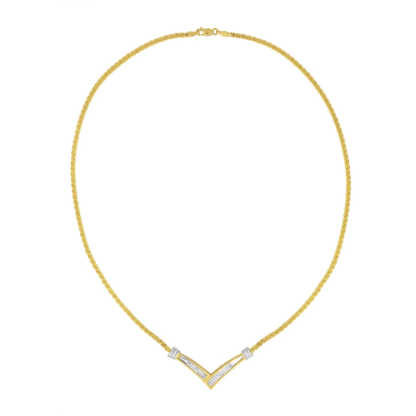 10k White Gold .5 TDW V Shape Necklace