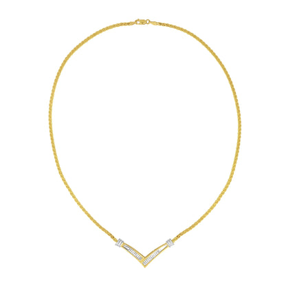 10k White Gold .5 TDW V Shape Necklace