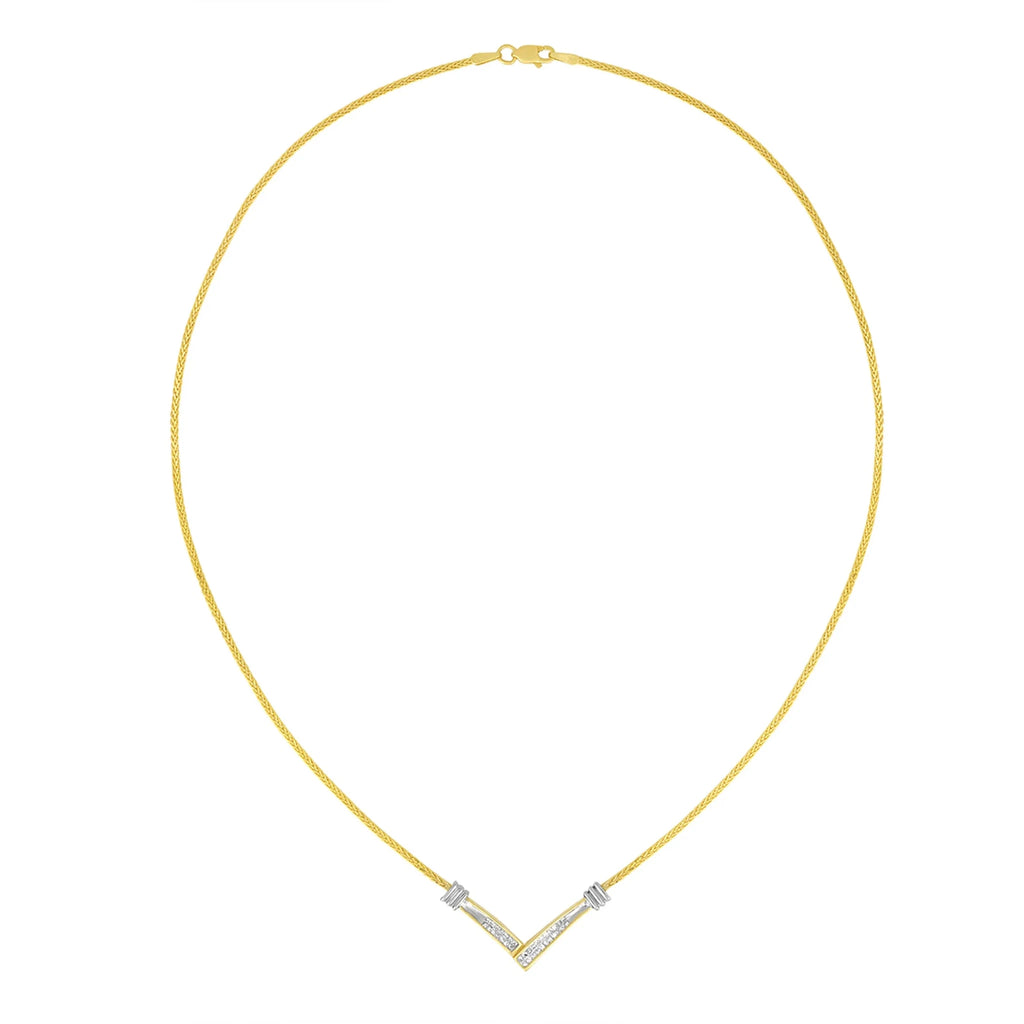 10k White Gold .5 TDW V Shape Necklace