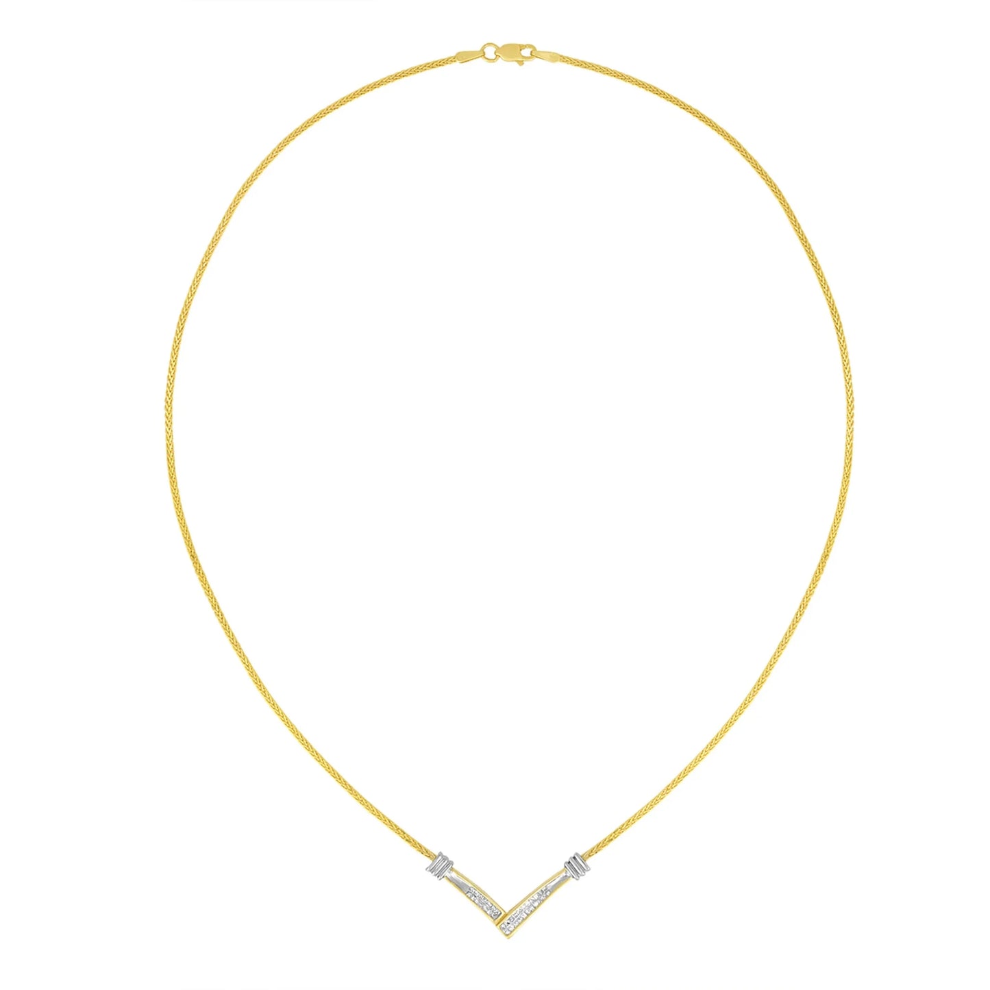 10k White Gold .5 TDW V Shape Necklace