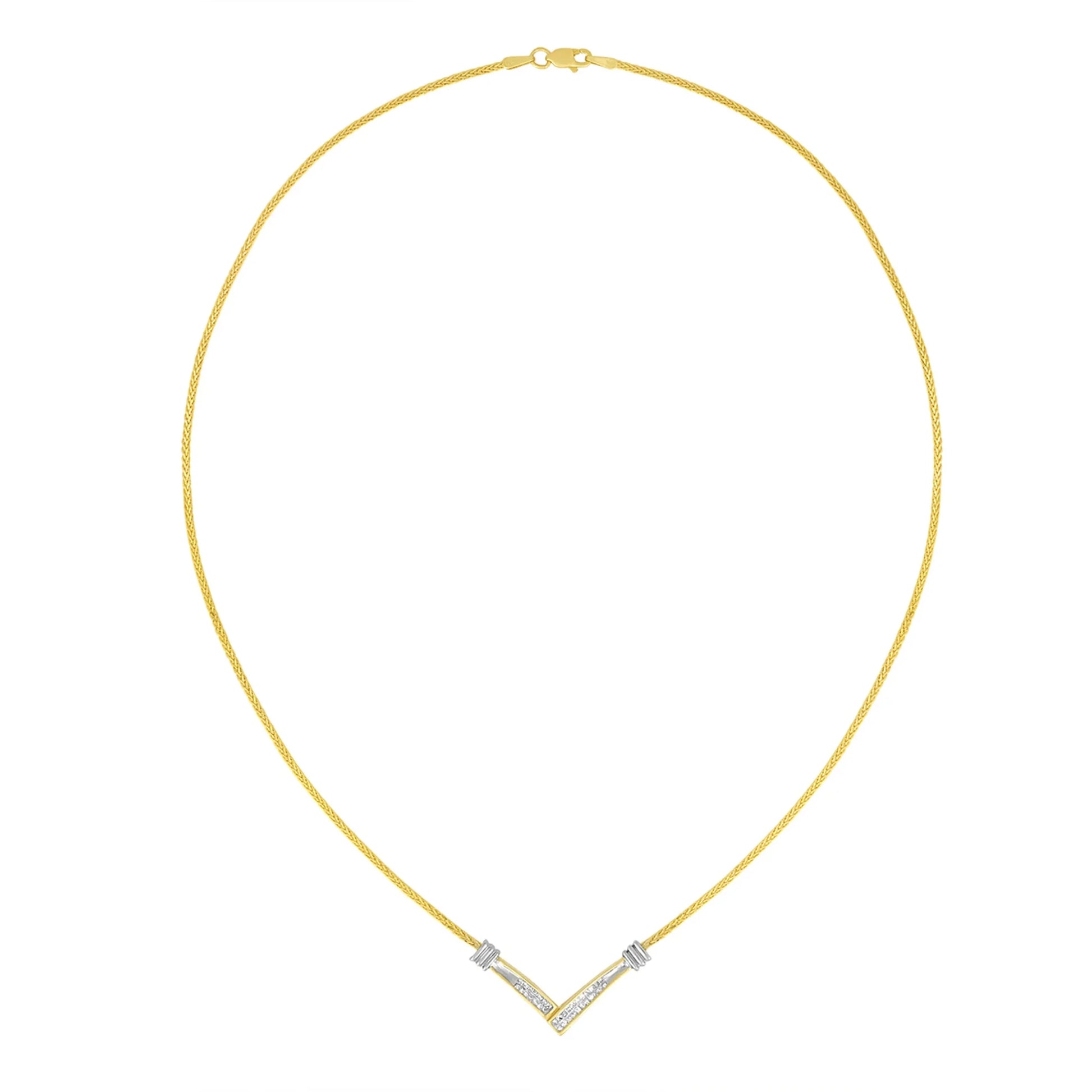 10k White Gold .5 TDW V Shape Necklace