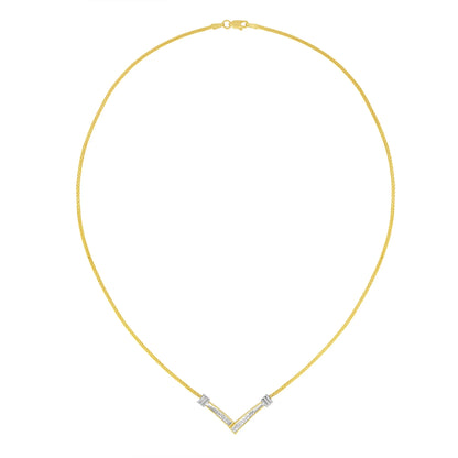 10k White Gold .5 TDW V Shape Necklace