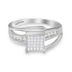 10K White Gold Princess-cut Diamond Cluster Bypass Ring