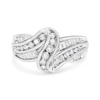 10K White Gold Ring 3/4 Cttw Round - Cut Diamond Bypass Ring (H - I Color, I2 - I3 Clarity) - Nobiliving