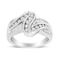 10K White Gold Ring 3/4 Cttw Round - Cut Diamond Bypass Ring (H - I Color, I2 - I3 Clarity) - Nobiliving