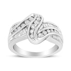 10K White Gold Ring 3/4 Cttw Round - Cut Diamond Bypass Ring (H - I Color, I2 - I3 Clarity) - Nobiliving