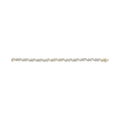 10k Yellow Gold 3.00 Ctw Round-Cut and Baguette-Cut Bracelet