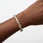 10k Yellow Gold 3.00 Ctw Round-Cut and Baguette-Cut Bracelet