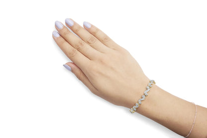 10k Yellow Gold 3.00 Ctw Round-Cut and Baguette-Cut Bracelet