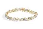 10k Yellow Gold 3.00 Ctw Round-Cut and Baguette-Cut Bracelet