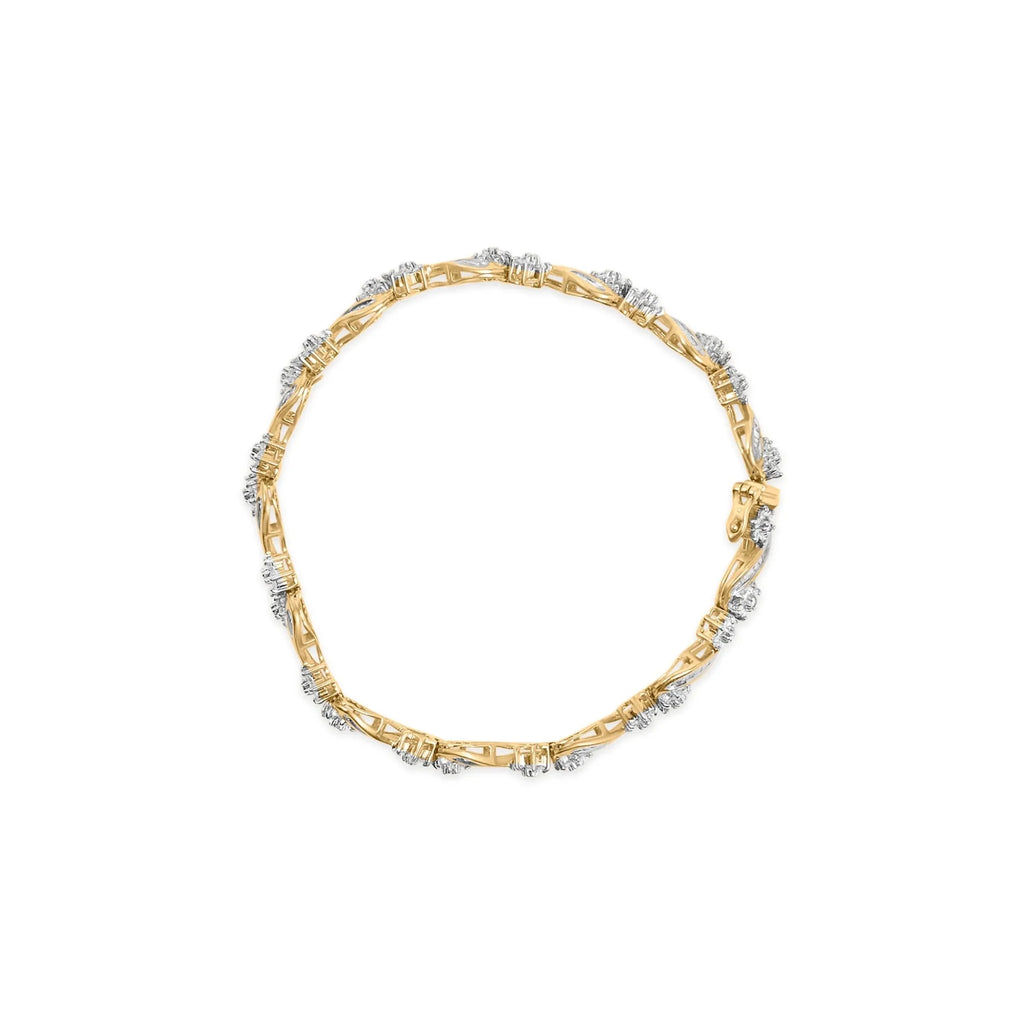 10k Yellow Gold 3.00 Ctw Round-Cut and Baguette-Cut Bracelet
