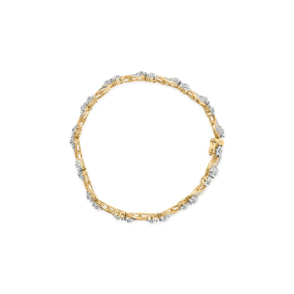 10k Yellow Gold 3.00 Ctw Round-Cut and Baguette-Cut Bracelet