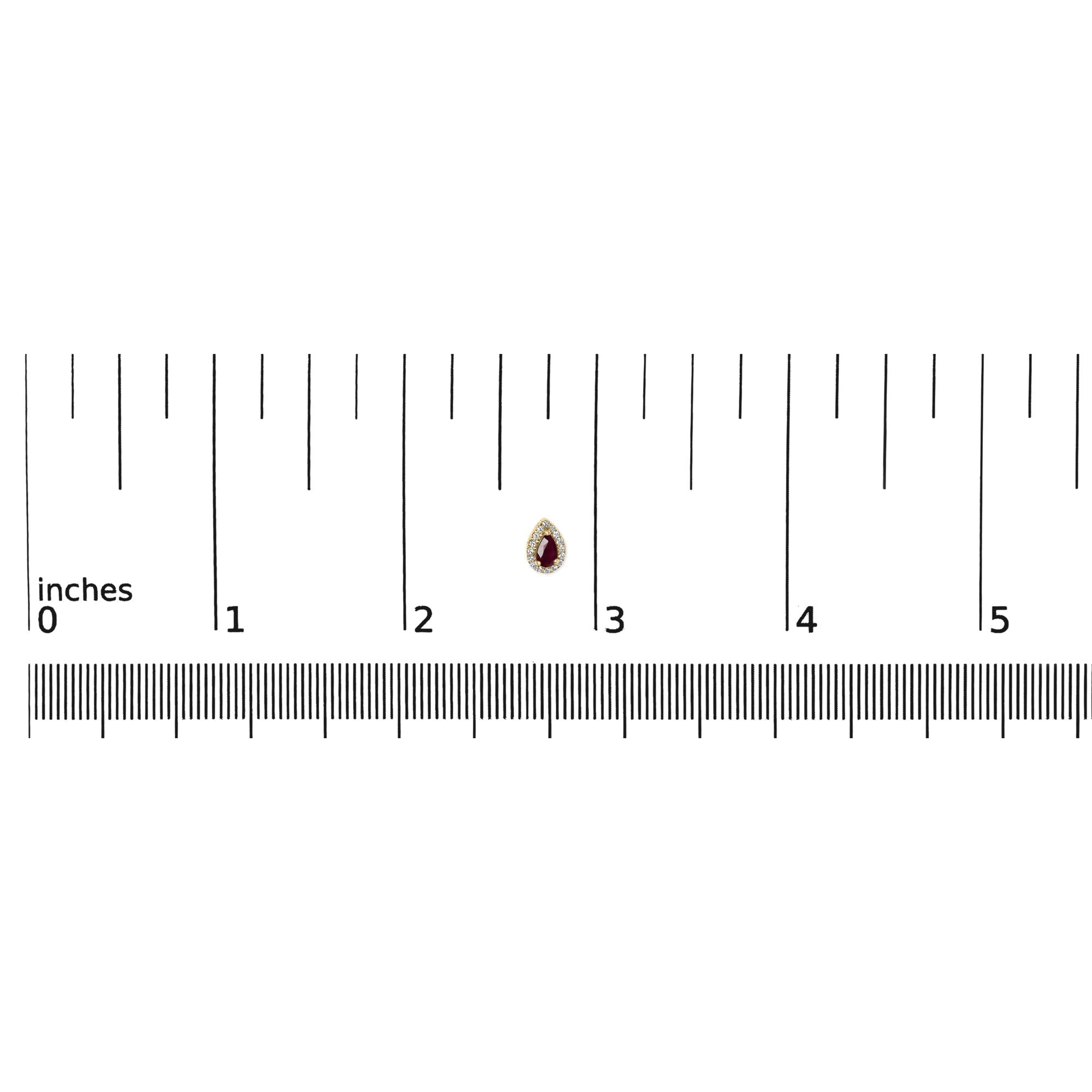 10K Yellow Gold 5X3 MM Pear - Cut Ruby and 1/7 Cttw Diamond Halo Stud Earrings (I - J Color, I1 - I2 Clarity) - Nobiliving