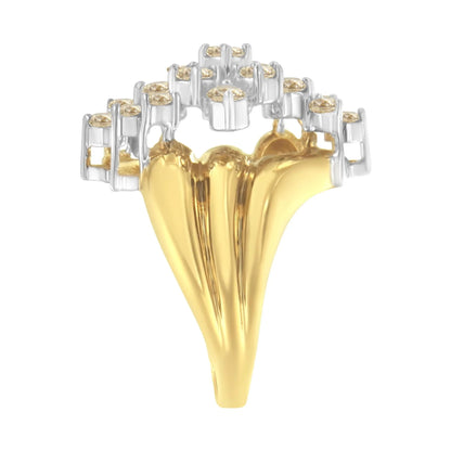 10K Yellow Gold Plated .925 Sterling Silver Diamond Cocktail Ring (1 1/2 Cttw, J - K Color, I1 - I2 Clarity) - Nobiliving