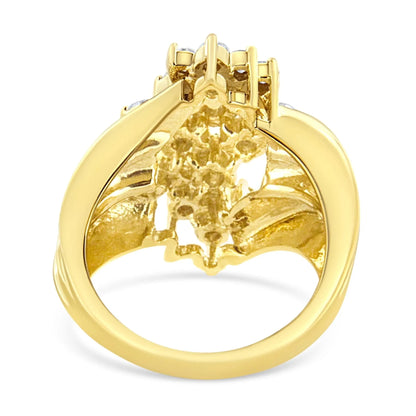 10K Yellow Gold Plated .925 Sterling Silver Diamond Cocktail Ring (1 1/2 Cttw, J - K Color, I1 - I2 Clarity) - Nobiliving