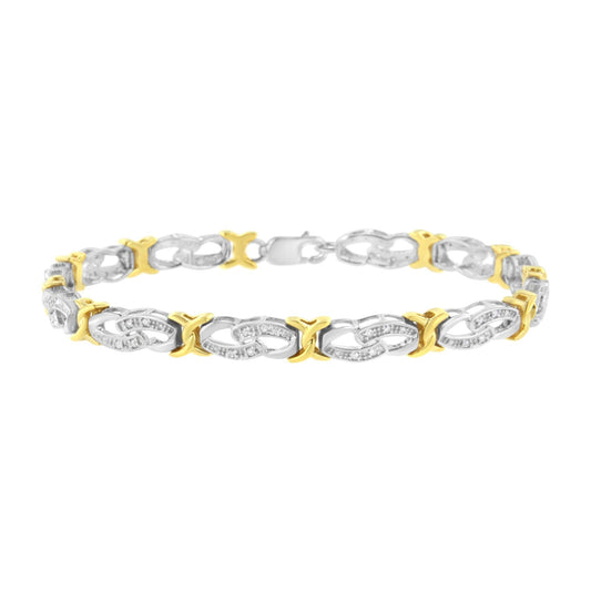 10k Yellow Gold-Plated Sterling Silver 1/4 cttw Diamond Infinity and X Link Bracelet (I-J Clarity, I2-I3 Color) - Nobiliving