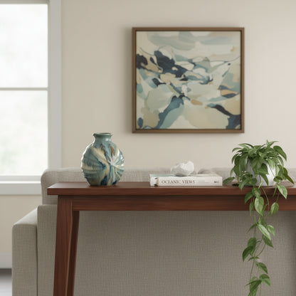 11 - Inch Blue Beige and Brown Abstract Round Ceramic Table Vase - Nobiliving