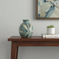 11 - Inch Blue Beige and Brown Abstract Round Ceramic Table Vase - Nobiliving
