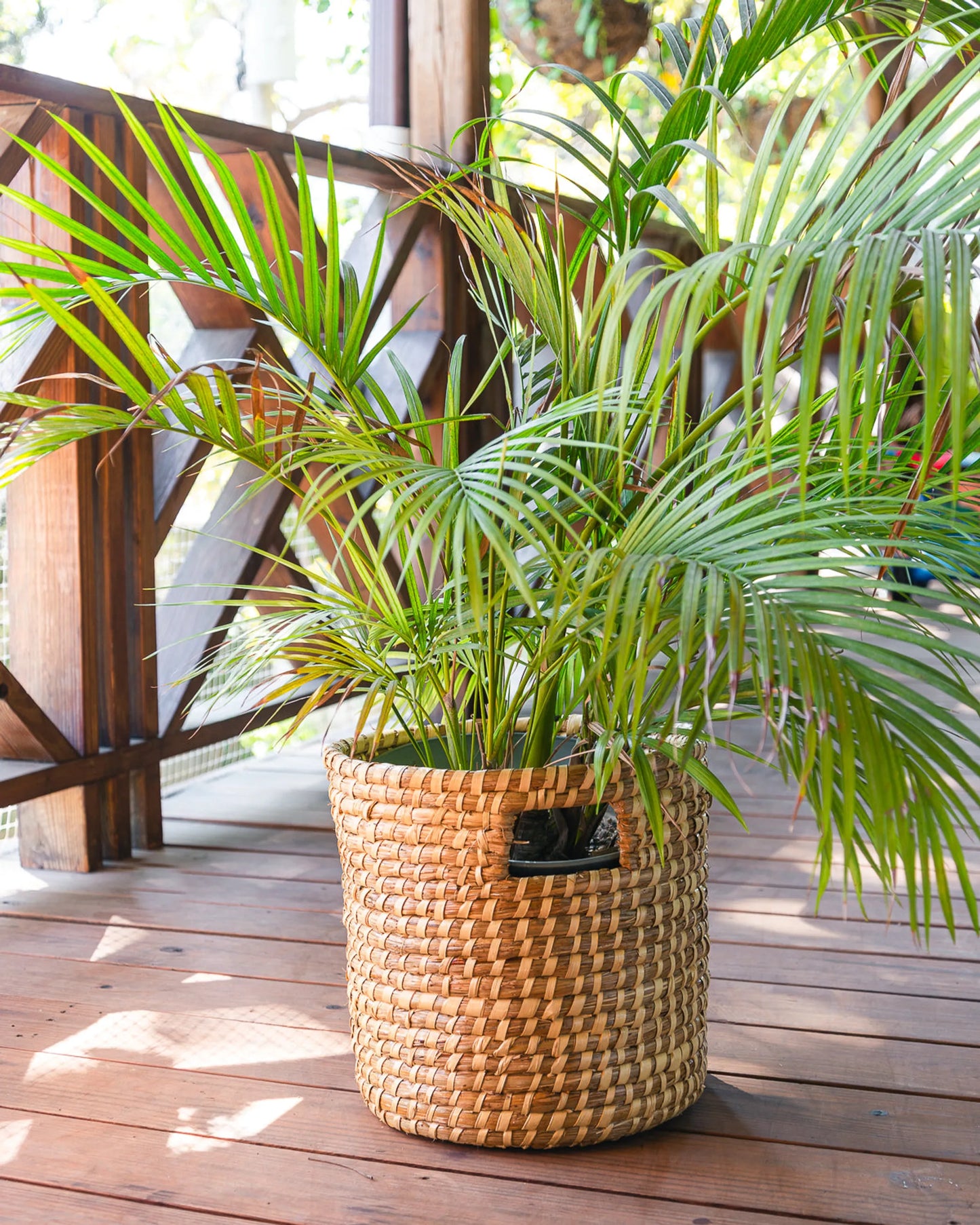 Tall Woven Baskets with Handles Set as a planter