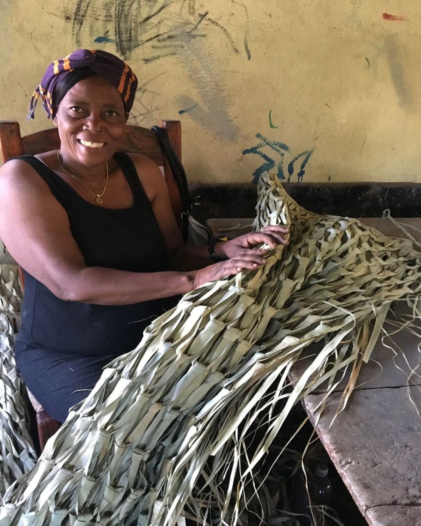 Tall Woven Baskets with Handles Set under construction