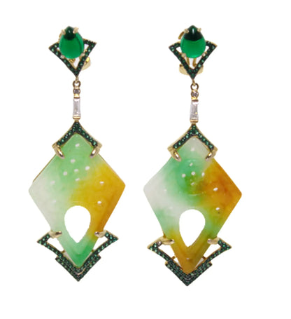 Multi Color Jade Hand Made Earrings