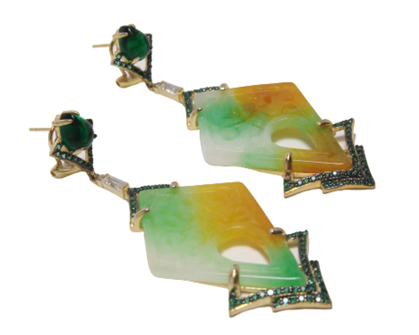 Multi Color Jade Hand Made Earrings with stud showing