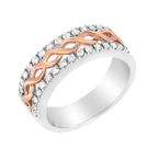 10K White and Rose Gold 1/3 Cttw Diamond Split Shank and Infinity Ribbon Band Ring