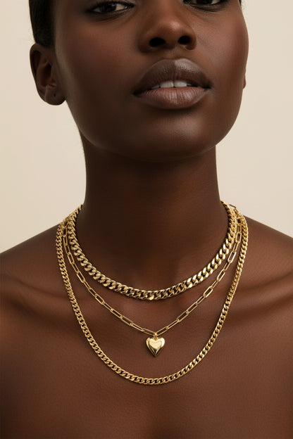 3‑Layer Kingston Necklace – Cuban & Elongated Chains
