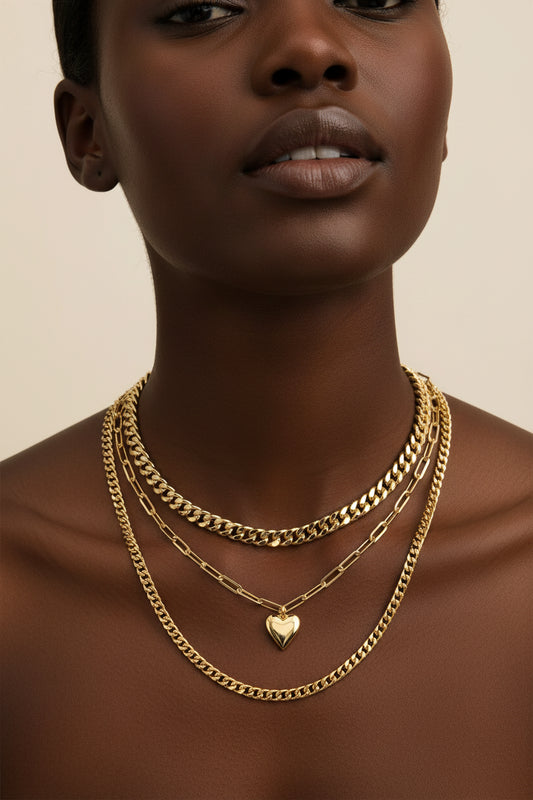 3‑Layer Kingston Necklace – Cuban & Elongated Chains