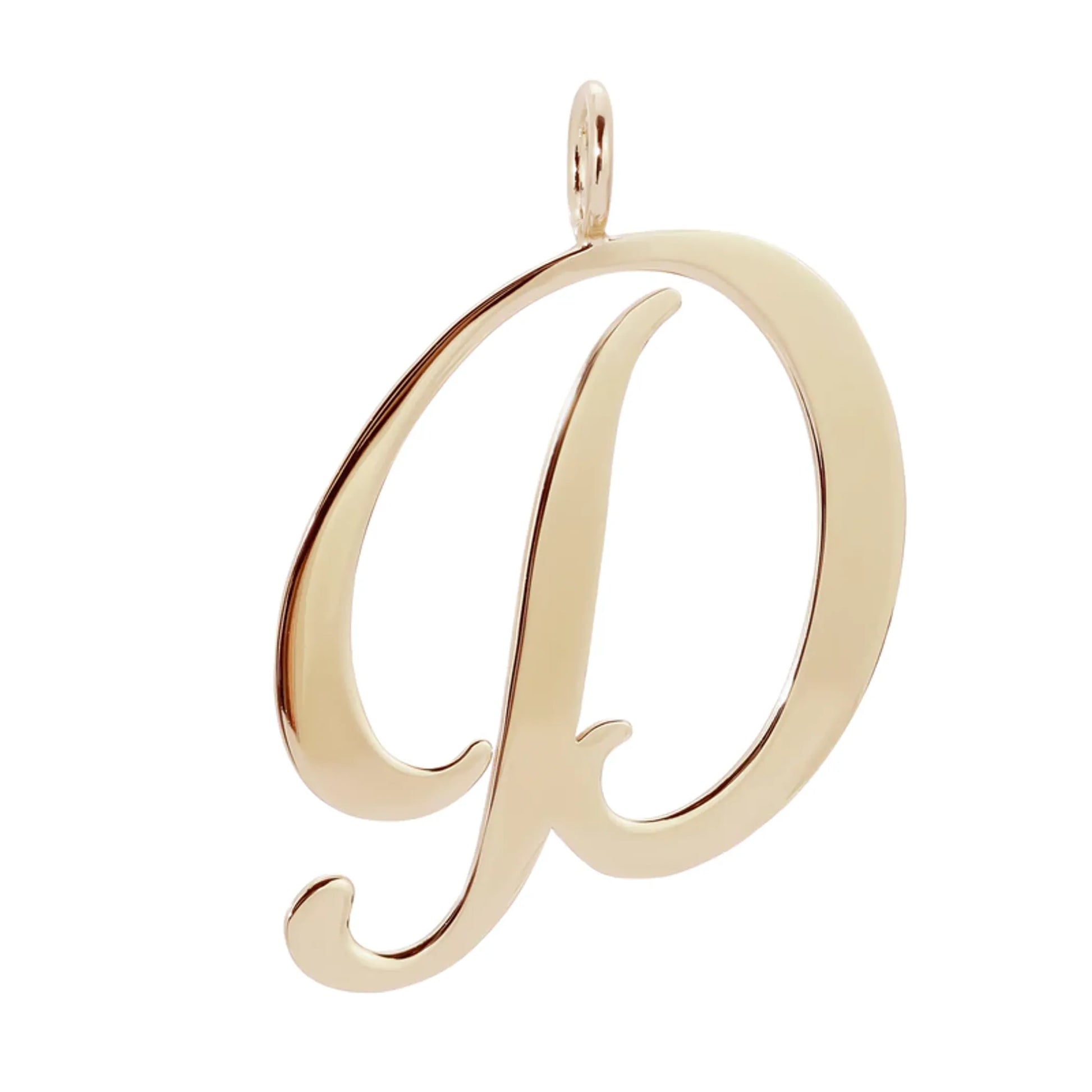 Large Letter Pendants - Handmade gold letter 'D' pendant in brass with 10k gold plating