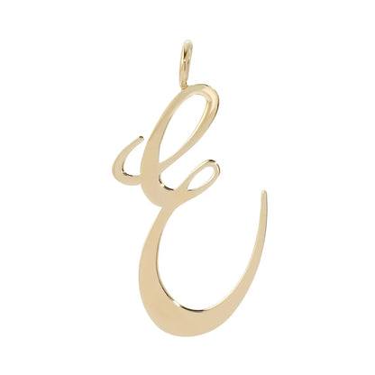 Large Letter Pendants - Handmade gold letter 'E' pendant in brass with 10k gold plating