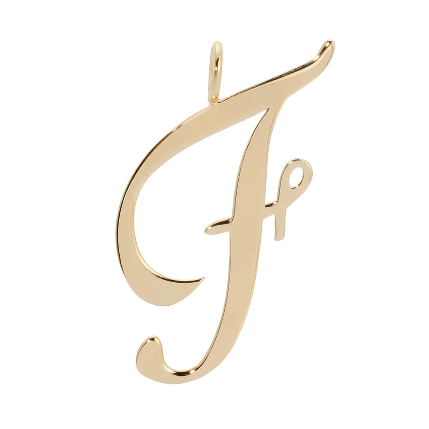 Large Letter Pendants - Handmade gold letter 'F' pendant in brass with 10k gold plating
