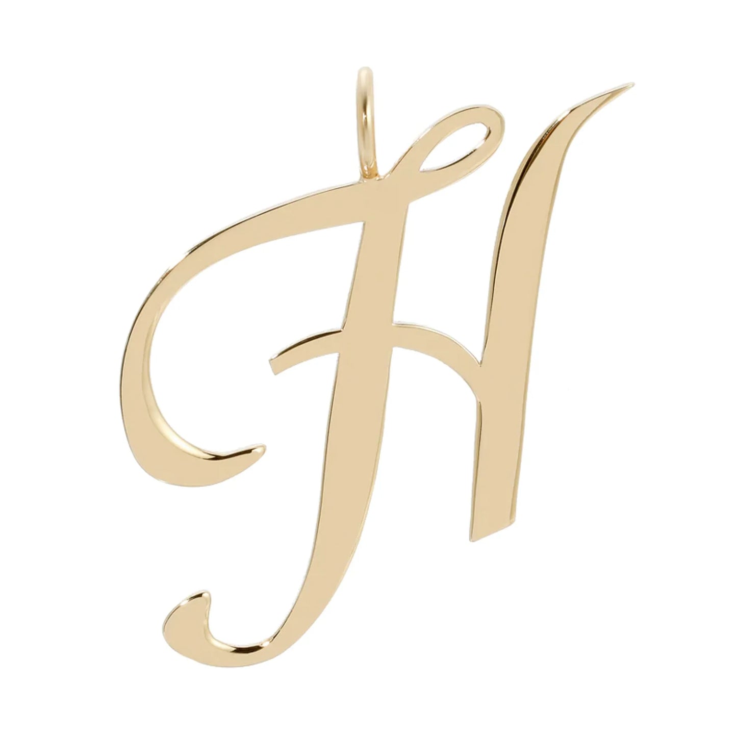 Large Letter Pendants - Handmade gold letter 'H' pendant in brass with 10k gold plating