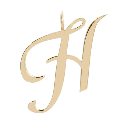 Large Letter Pendants - Handmade gold letter 'H' pendant in brass with 10k gold plating