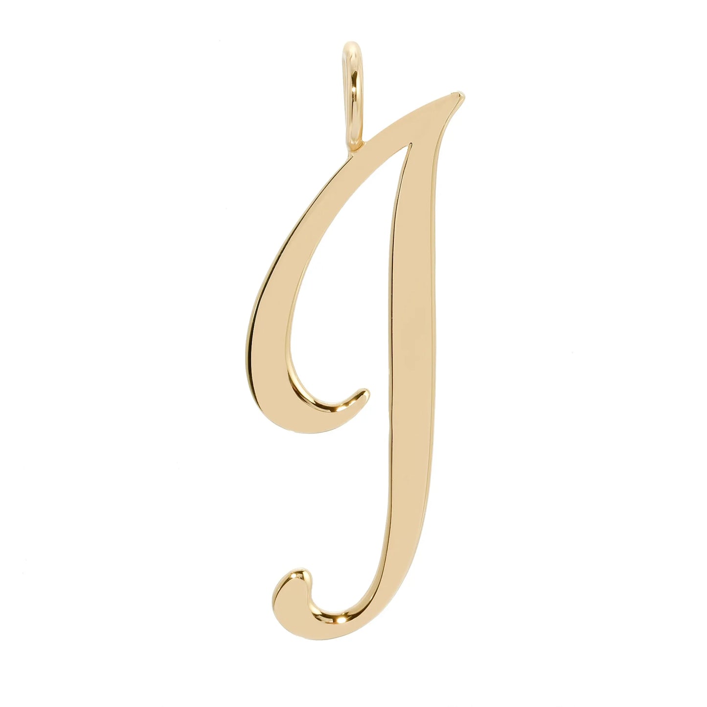 Large Letter Pendants - Handmade gold letter 'J' pendant in brass with 10k gold plating