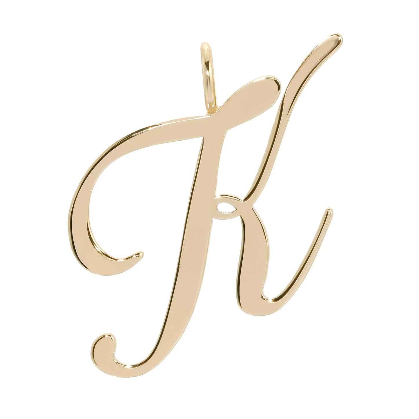 Large Letter Pendants - Handmade gold letter 'K' pendant in brass with 10k gold plating
