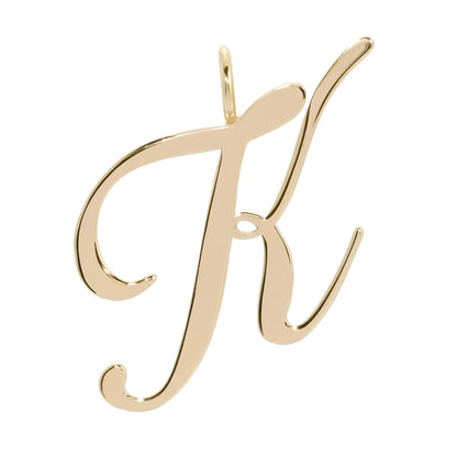 Large Letter Pendants - Handmade gold letter 'K' pendant in brass with 10k gold plating