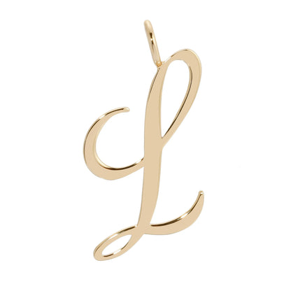 Large Letter Pendants - Handmade gold letter 'L' pendant in brass with 10k gold plating