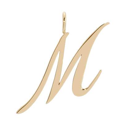 Large Letter Pendants - Handmade gold letter 'M' pendant in brass with 10k gold plating