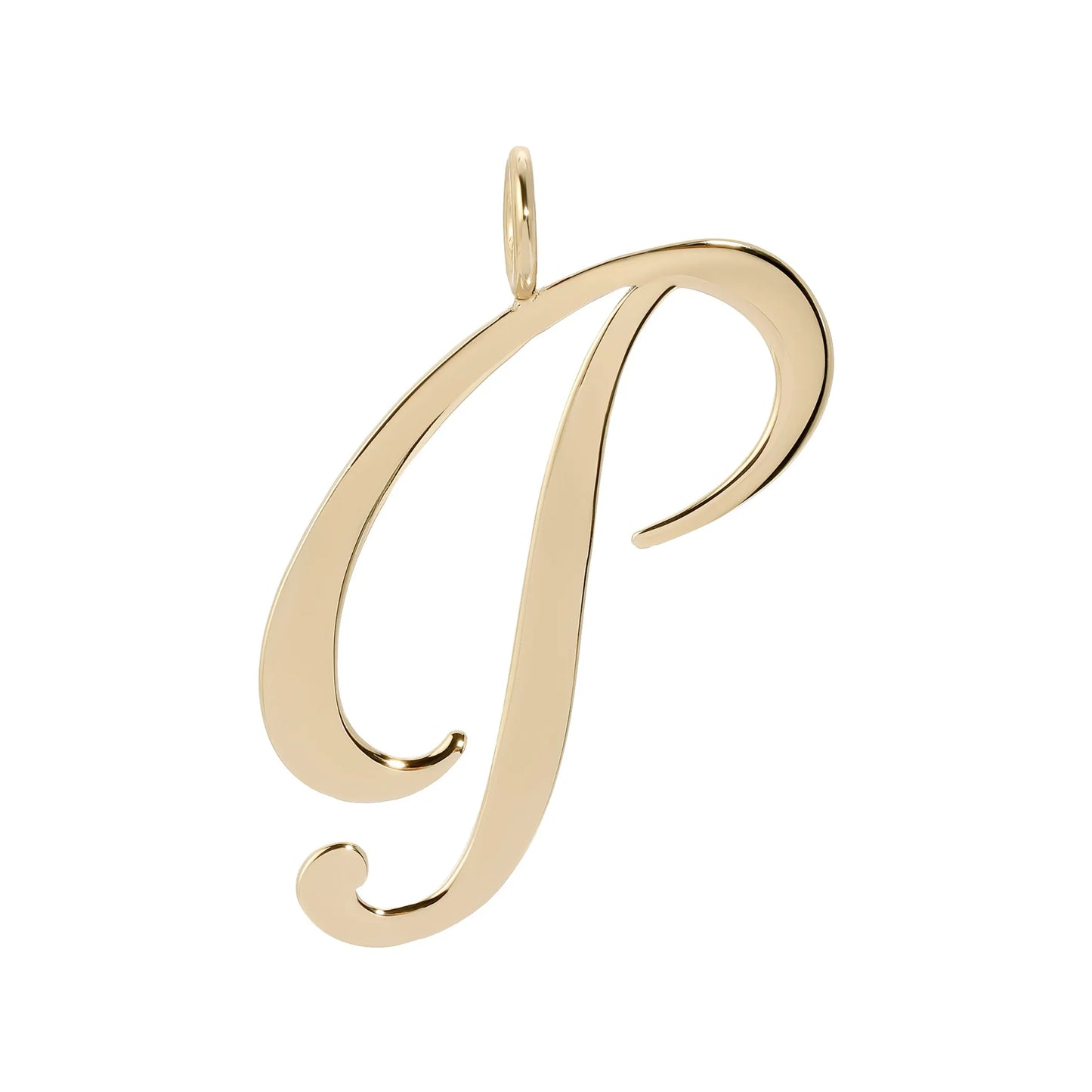 Large Letter Pendants - Handmade gold letter 'P' pendant in brass with 10k gold plating